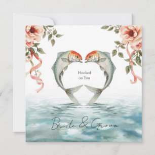 Convite Noivos amantes da pesca Casamento Aquarela