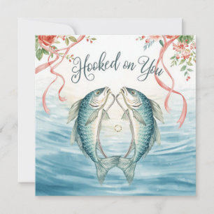 Convite Noivos amantes da pesca Casamento Aquarela