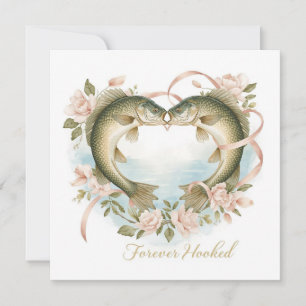 Convite Noivos apaixonados por pesca Casamento Aquarela