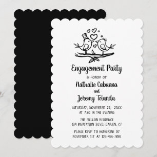 Convite Noivos de Casamento Preto Branco Festa de Noivado