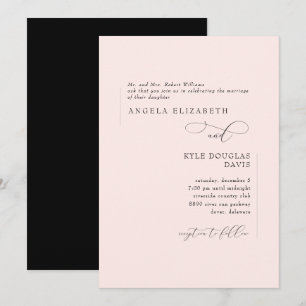 Convite Noivos Elegantes Rosa e Preto Casamento dos Pais