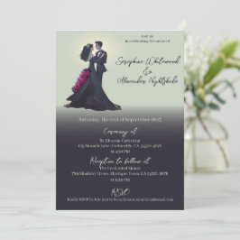 Convite Noivos Góticos Românticos Casamento Minimalista