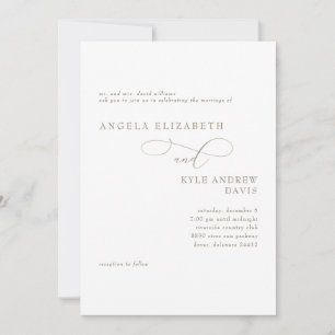 Convite Noivos Pais Casamento Branco & Ouro Elegante