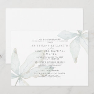 Convite Noivos Pais Casamento Folhagem Tropical Simples