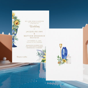 Convite Noivos Pais de Noiva Girassol Toscano Texto Dourad
