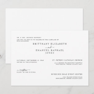 Convite Noivos Pais Listados Casamento Branco Simples
