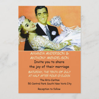 Convite Noivos retros engraçados do vintage