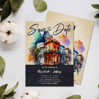Convite Nola Watercolor New Orleans Casamento Salve A Data