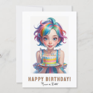 Convite *NOME DA FOTO Birthday Cake Cute Quirky Girl