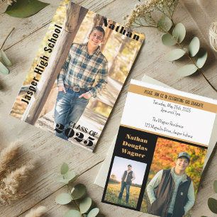 Convite Nome da Foto de Graduação Dourada Preta Moderna