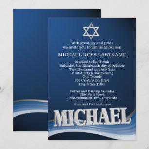 Convite Nome da Onda de Michael Steel Bar Mitzvah