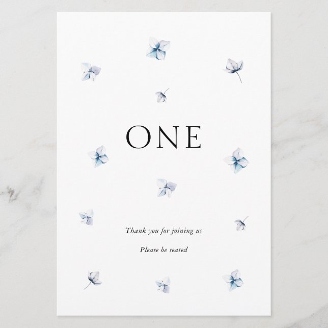Convite Nome da Tabela de Casamentos de Hydrangea Azul Ele (Frente)