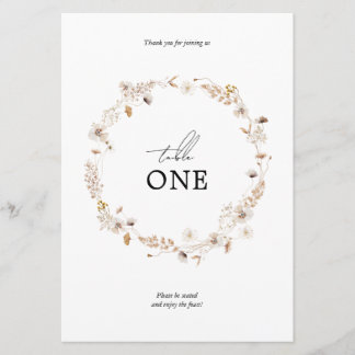 Convite Nome da Tabela Floral Boho Wreath Seca Moderna