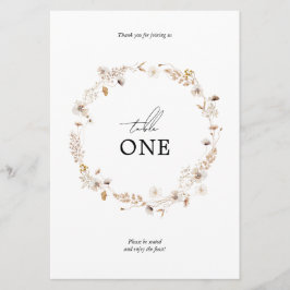 Convite Nome da Tabela Floral Boho Wreath Seca Moderna