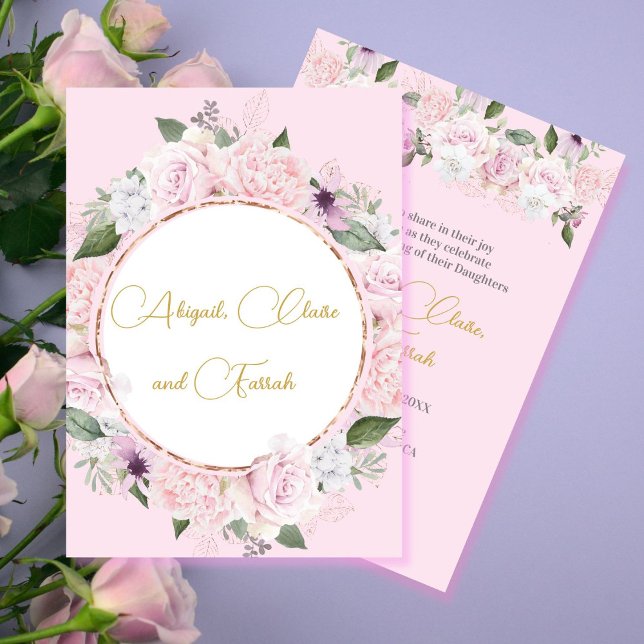 Convite Nome de bebê Twin Triplet Girl (Criador carregado)