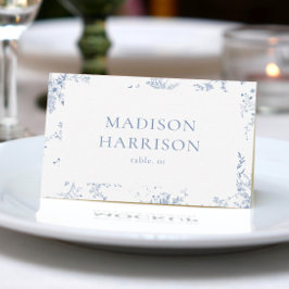 Convite Nome de Casamento Azul Francês Carteira de Local D