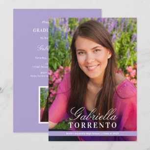 Convite Nome de Roteiro Lavanda Foto Festa de Formatura