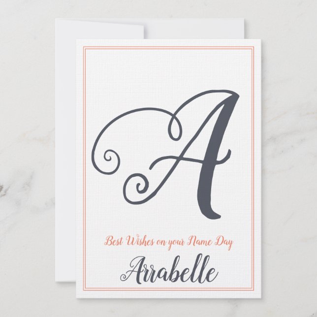 Convite Nome Dia do Santo - Letra A Monograma (Frente)