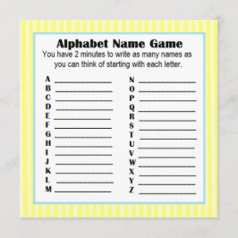 Convite Nome do Alfabeto do chá de fraldas Jogo BINGO Amar