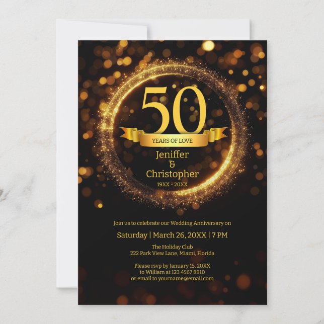 Convite Nome do Ano de Edição do Glitter Nome do Aniversár (Frente)