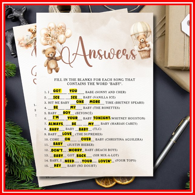 Convite NOME DO BABY Chá de fraldas Game Cut Bear (Criador carregado)