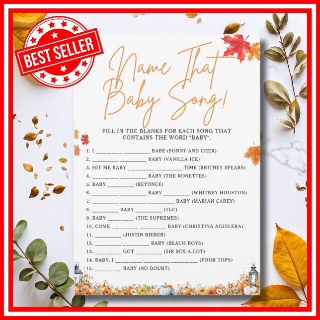Convite NOME DO BABY SONG Chá de fraldas Game PUMPKIN (NAME THAT BABY SONG Easy Baby Shower Game A Little Pumpkin is on the Way Fall Autumn Theme)