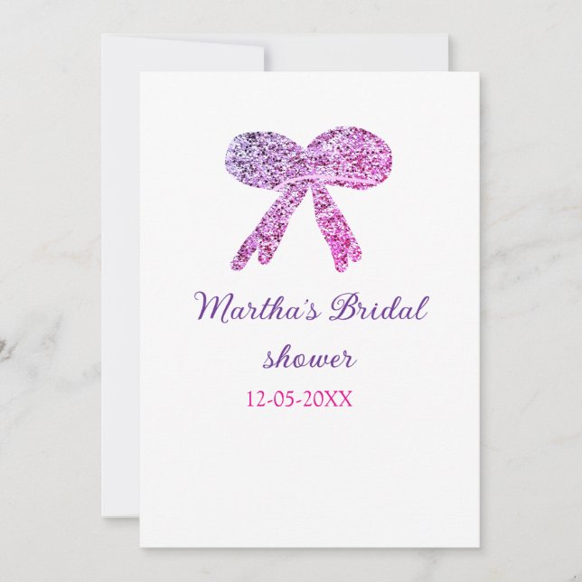 Convite Nome do chá de panela brilho do brilho do arco rox (Frente)