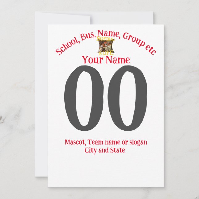 Convite Nome do Softball Número da Equipe Nome Estado da C (Frente)