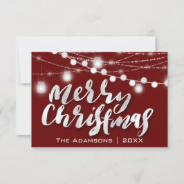Convite Nome Feliz de Natal String Lights Burgundy