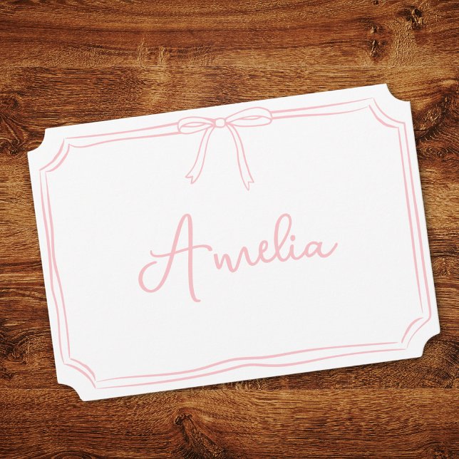 Convite Nome manuscrito Arco cor-de-rosa Notecard estética (Criador carregado)