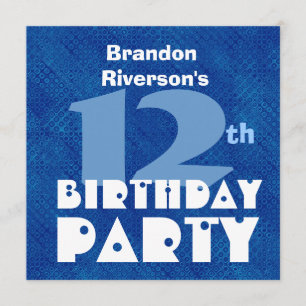 Convite Nome personalizado 12 de Aniversário do Modern Kid