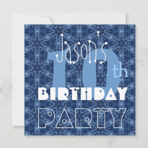 Convite Nome personalizado Azul Y115 de 10 de aniversário
