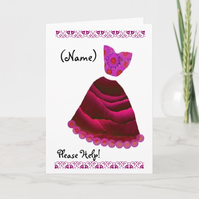 Convite NOME PERSONALIZADO Bridesmaid MAGENTA & RUBY RED G (Frente)