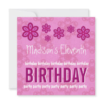 Nome Personalizado da 11 Birthday Pink Flowers Gir