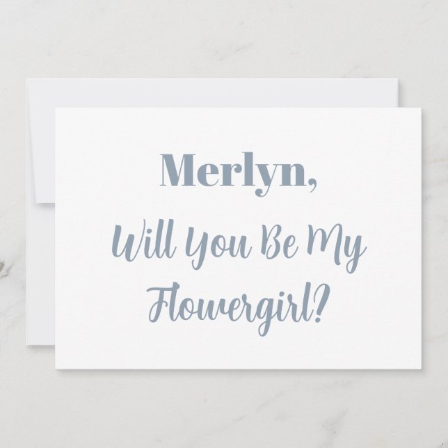 Convite Nome Personalizado da Flor Nome Azul Dusty Casamen (Frente)