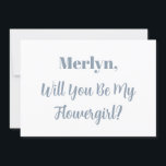 Convite Nome Personalizado da Flor Nome Azul Dusty Casamen<br><div class="desc">Design simples,  mínimo e elegante por perguntar "Você será minha piruleta de flores" com modelos de texto de mensagem personalizadas e nome personalizado para você personalizar!</div>