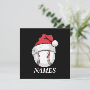 Convite Nome Personalizado de Natal Baseball Santa Hat