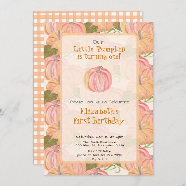 Convite Nome Personalizado de Primeiro Aniversário do Autu (Frente/Verso)