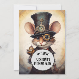 Convite Nome personalizado do animal Steampunk do Flickert
