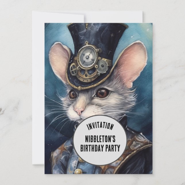 Convite Nome personalizado do Nibbleton Steampunk Animal (Frente)