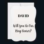 Convite Nome Personalizado do Ringbearer Casamento Mínimo<br><div class="desc">Design simples,  mínimo e elegante por perguntar "Você será nosso portador de anéis" com modelos de texto de mensagem personalizadas e nome personalizado para você personalizar!</div>
