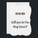 Convite Nome Personalizado do Ringbearer Casamento Mínimo<br><div class="desc">Design simples,  mínimo e elegante por perguntar "Você será nosso portador de anéis" com modelos de texto de mensagem personalizadas e nome personalizado para você personalizar!</div>