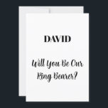 Convite Nome Personalizado do Ringbearer Casamento Mínimo<br><div class="desc">Design simples,  mínimo e elegante por perguntar "Você será nosso portador de anéis" com modelos de texto de mensagem personalizadas e nome personalizado para você personalizar!</div>