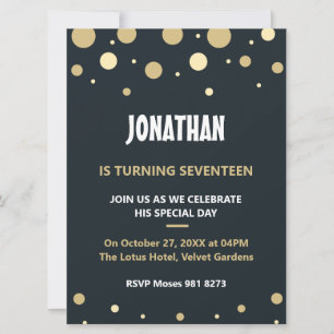 Convite Nome Personalizado Dourado 50º aniversário moderno