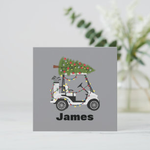 Convite Nome Personalizado Golfer Natal Carrinho de Golfe