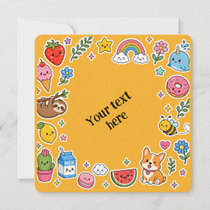 Convite Nome Personalizado Kawaii Quadro de Adesivos