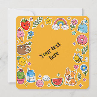 Convite Nome Personalizado Kawaii Quadro de Adesivos