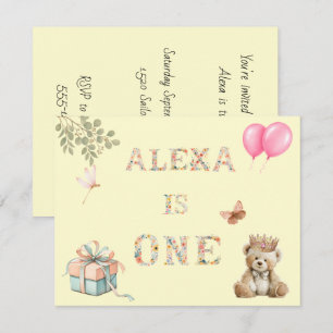 Convite Nome Personalizado Letras Florais Aniversário
