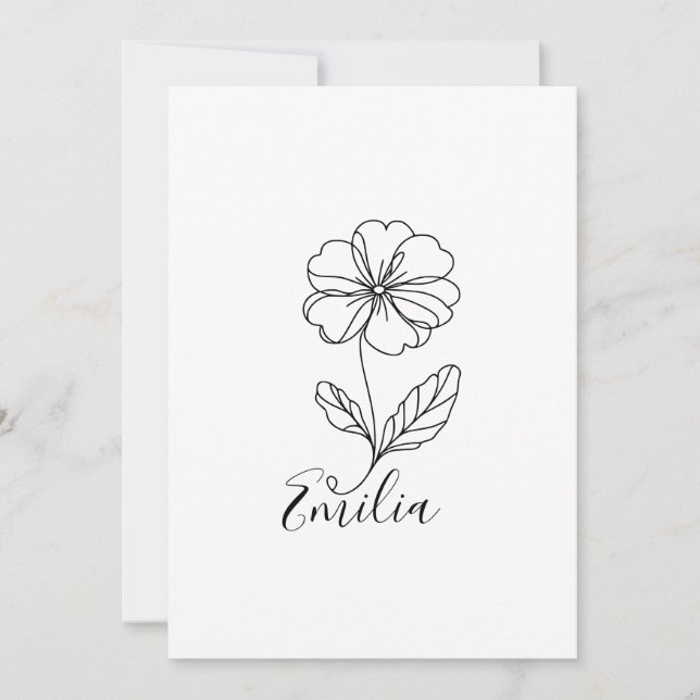 Convite Nome personalizado Prímula de fevereiro Flor do Na (Frente)