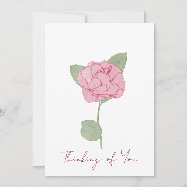 Convite Nome Personalizado Rosa Flor Aquarela Rótulo  (Frente)
